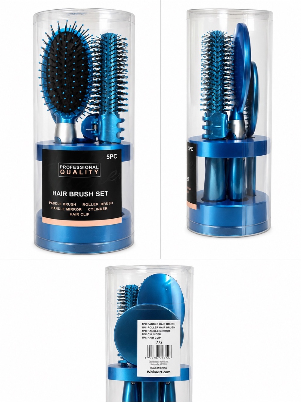 Professional Quality 5-Piece Hair Brush Set – Blue